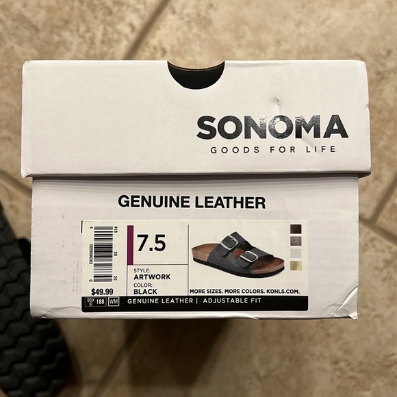 7.5 new with box black leather sandals Sonoma - Picture 3 of 4